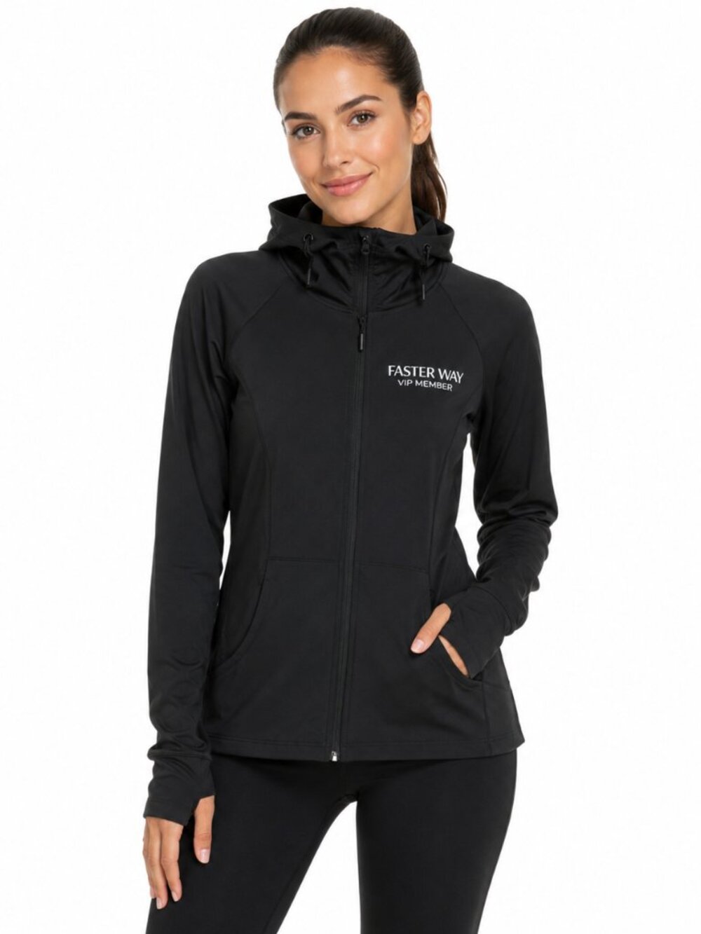 2/$20 Sport Tek Faster Way VIP Member Full Zip Workout Outdoor Jacket Sz S Black